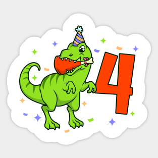 I am 4 with TREX - boy birthday 4 years old Sticker